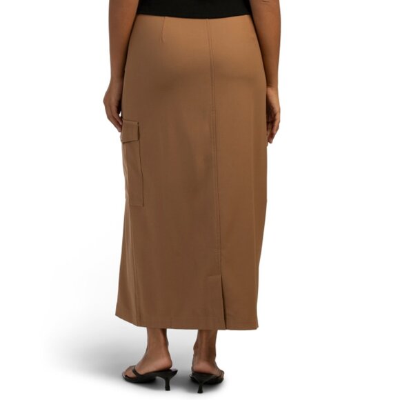 ELEMENT Camel Maxi Skirt With Seams - Picture 2 of 2